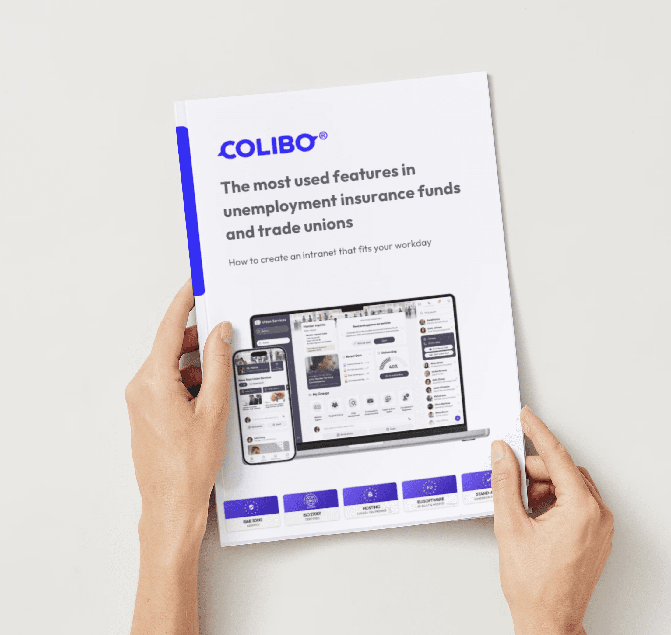 Skærmbillede af Colibo intranet på PC pg mobil