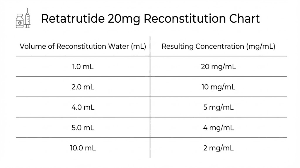 Retatrutide 20mg vial reconstitution concentration chart