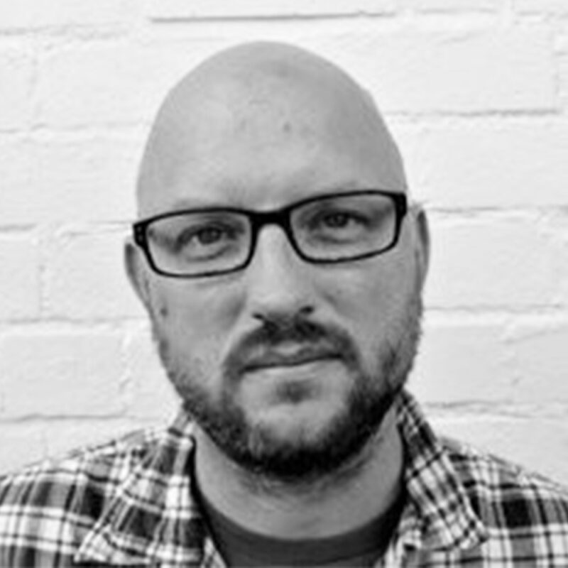 Black and white of Alex Pilkington of Mostly Media