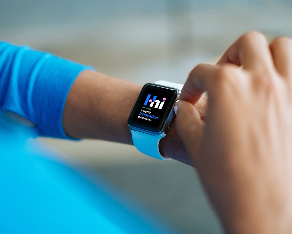 Human Health Intelligence identity displayed on a wearable device
