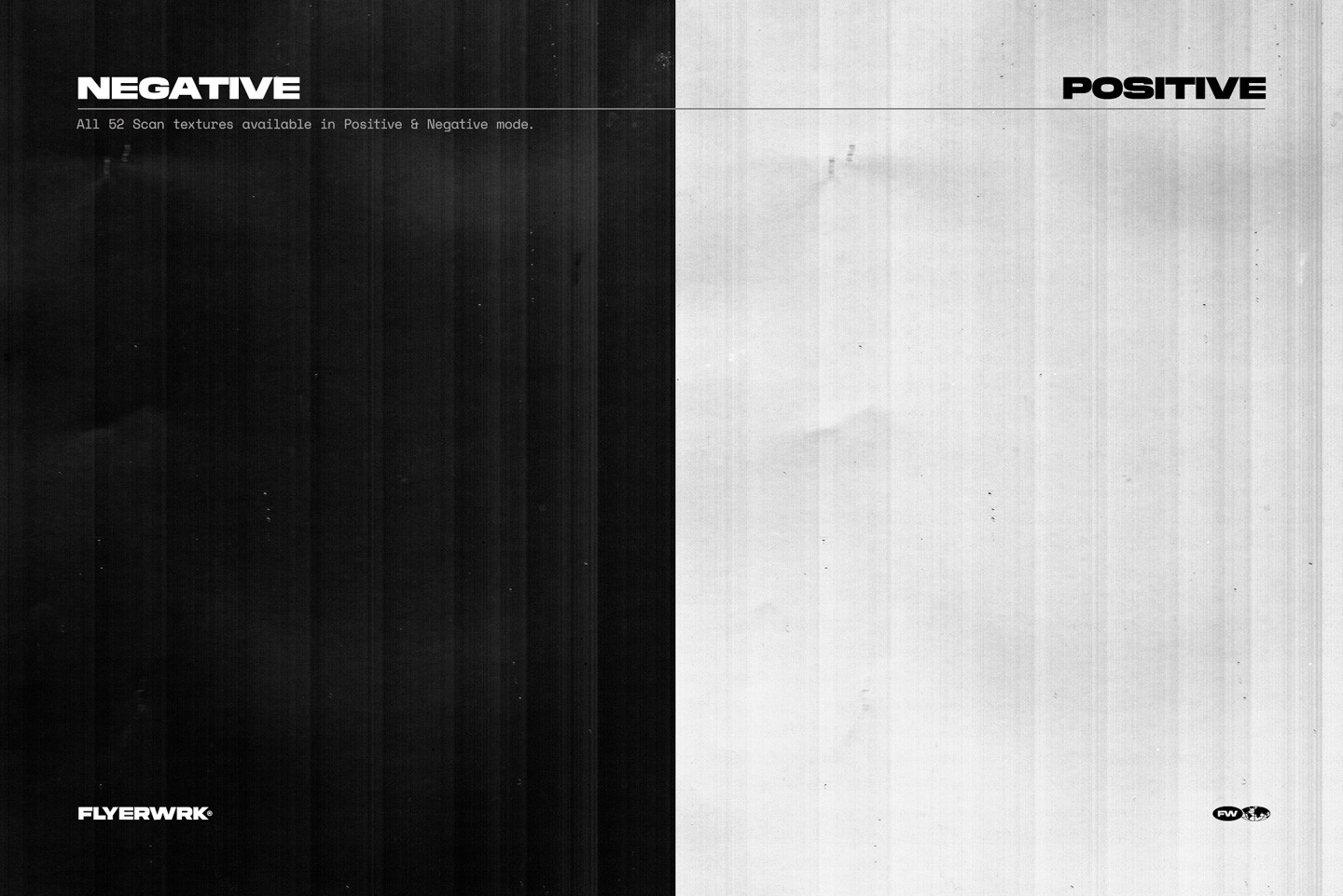 Raw Scan Archive comparison showing the same scan texture in high contrast negative and positive modes