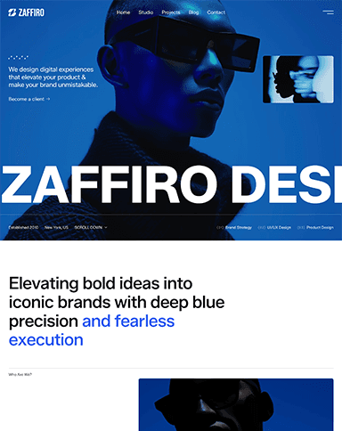 Zaffiro Design: Digital experiences, bold ideas, iconic brands, blue precision, fearless execution. Portfolio.