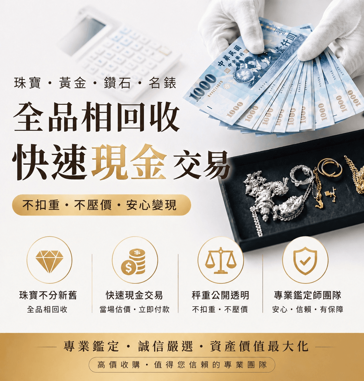 蘊采國際多元化奢侈品收購，包含珠寶、黃金、鑽石及名牌精品，提供誠信公開的現金交易與資產增值規劃。