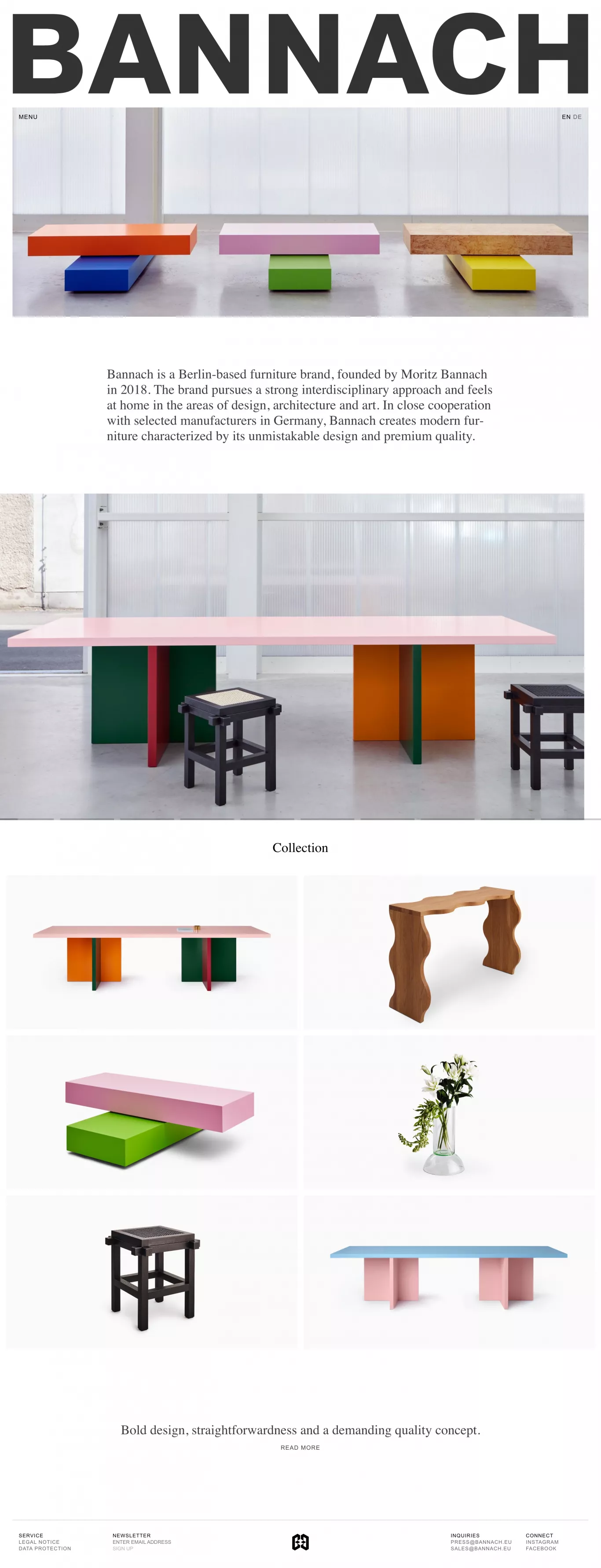Bannach portfolio page screenshot showcasing Design and Furniture & Interiors design