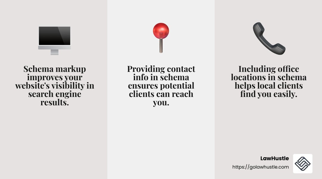 Schema markup can significantly improve your appearance in search results by enhancing visibility and providing detailed information directly in search snippets. - local seo for law firms infographic 3_facts_emoji_grey