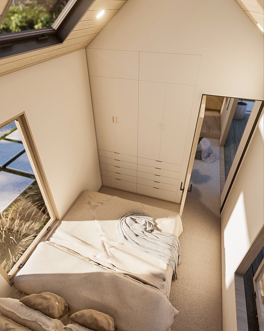 Alpine Haus 9m/30ft downstairs tiny house bedroom