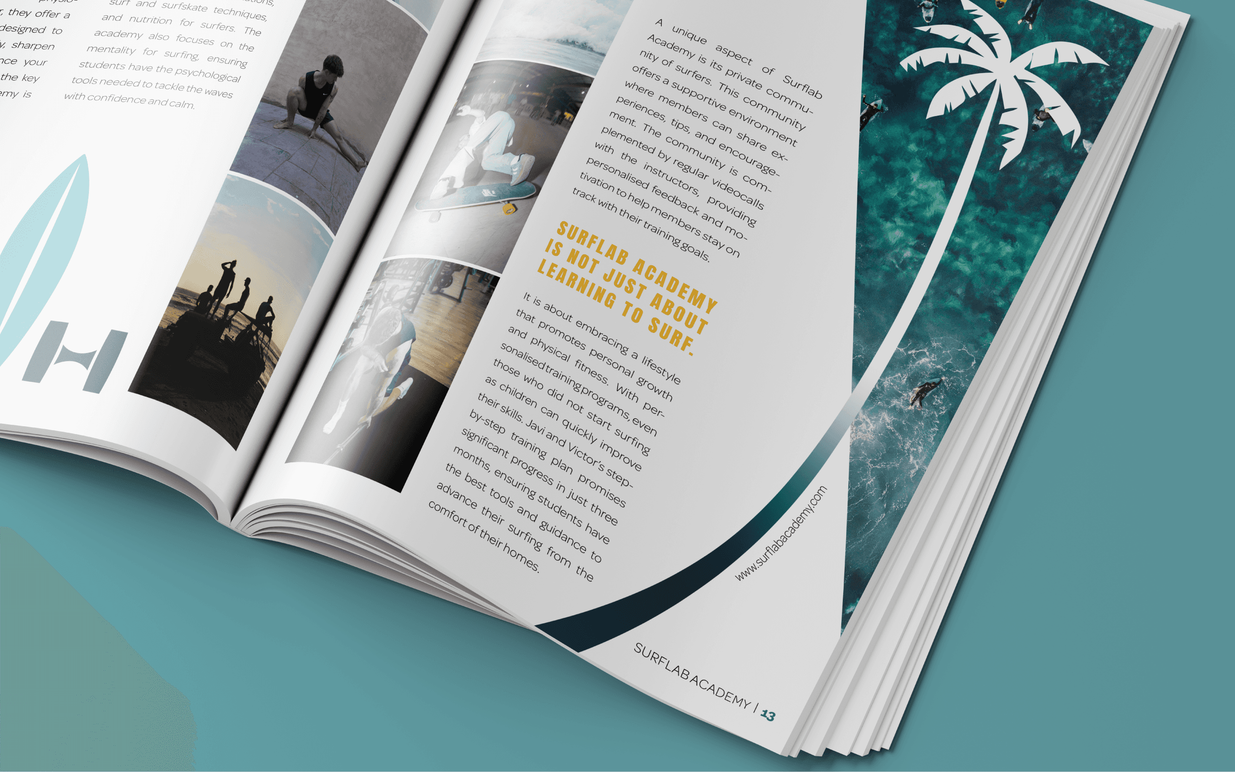 Surflab academy magazine article design