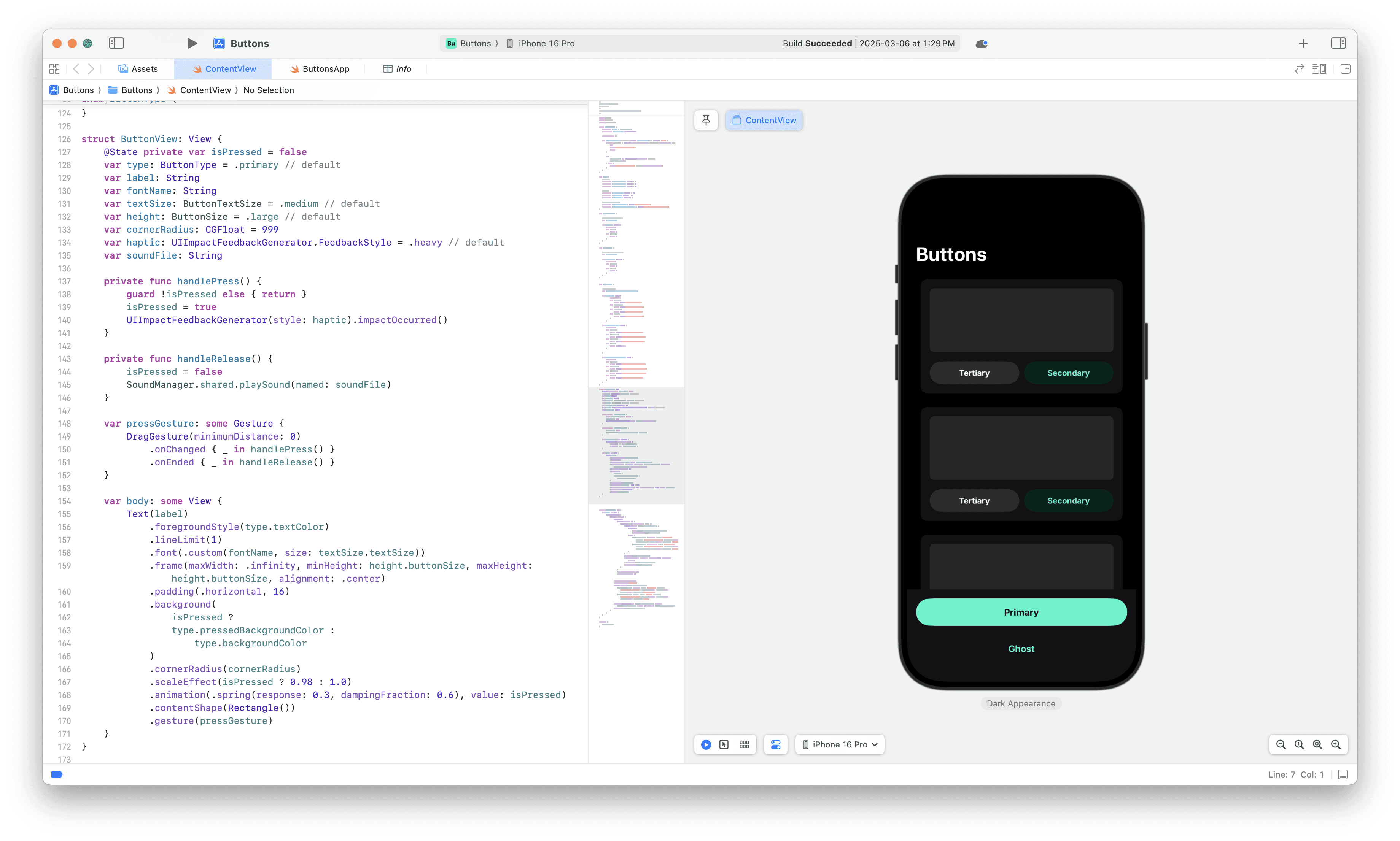 Screenshot of code in Xcode