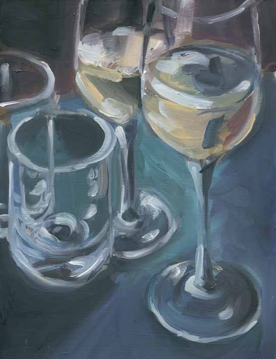 Gemälde von Weingläsern in der Schöllmanns Bar in Offenburg