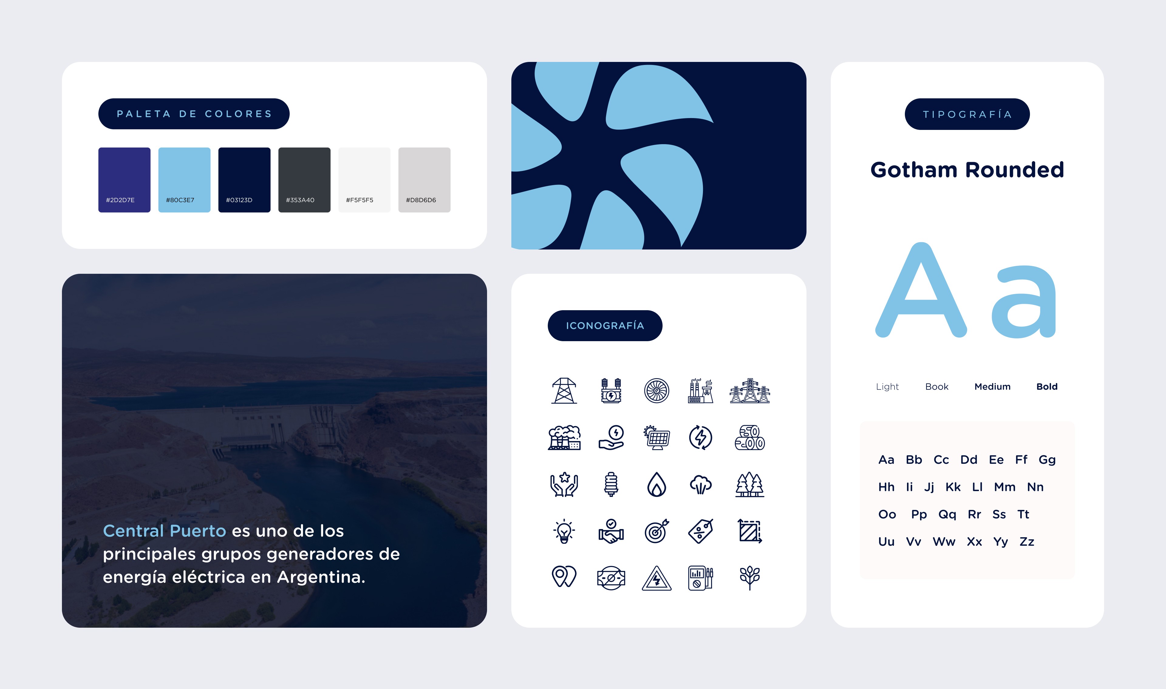 Layout moderno con paletas cromáticas, opciones tipográficas y elementos de diseño de estilo minimalista.
