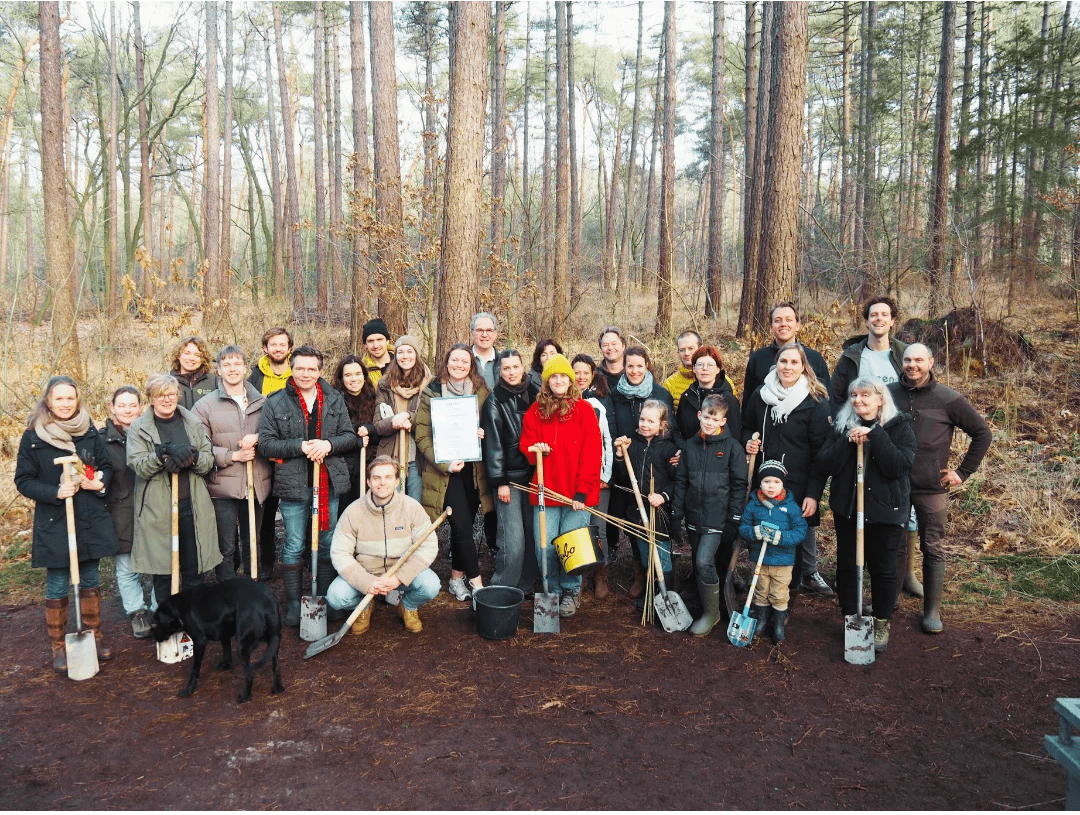 group of people in a forest
