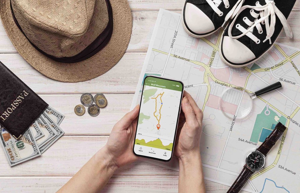 flat laying hands holding smartphone