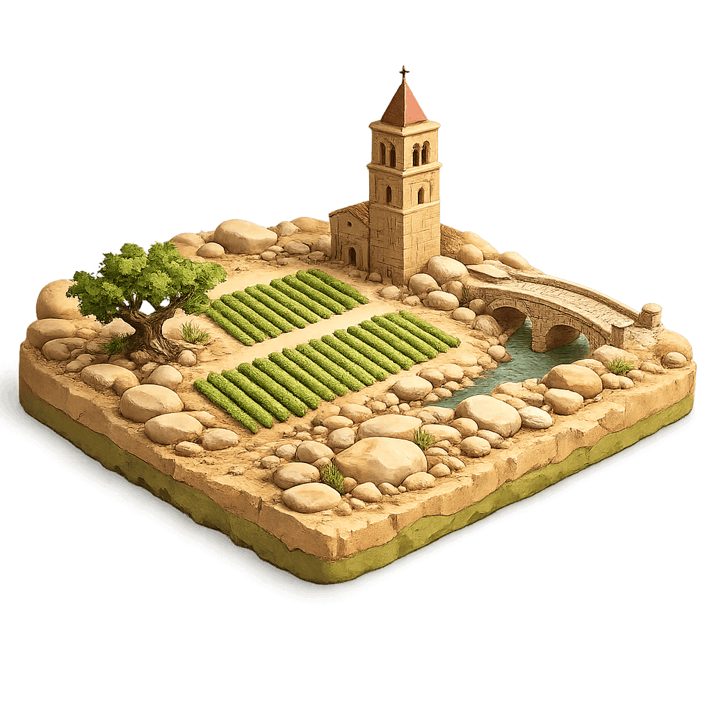 Artistic illustration of the Toro wine region.