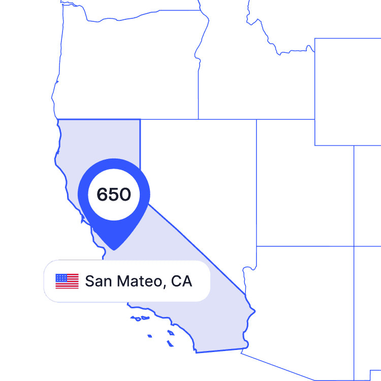 US map of 650 area code phone numbers and its coverage region