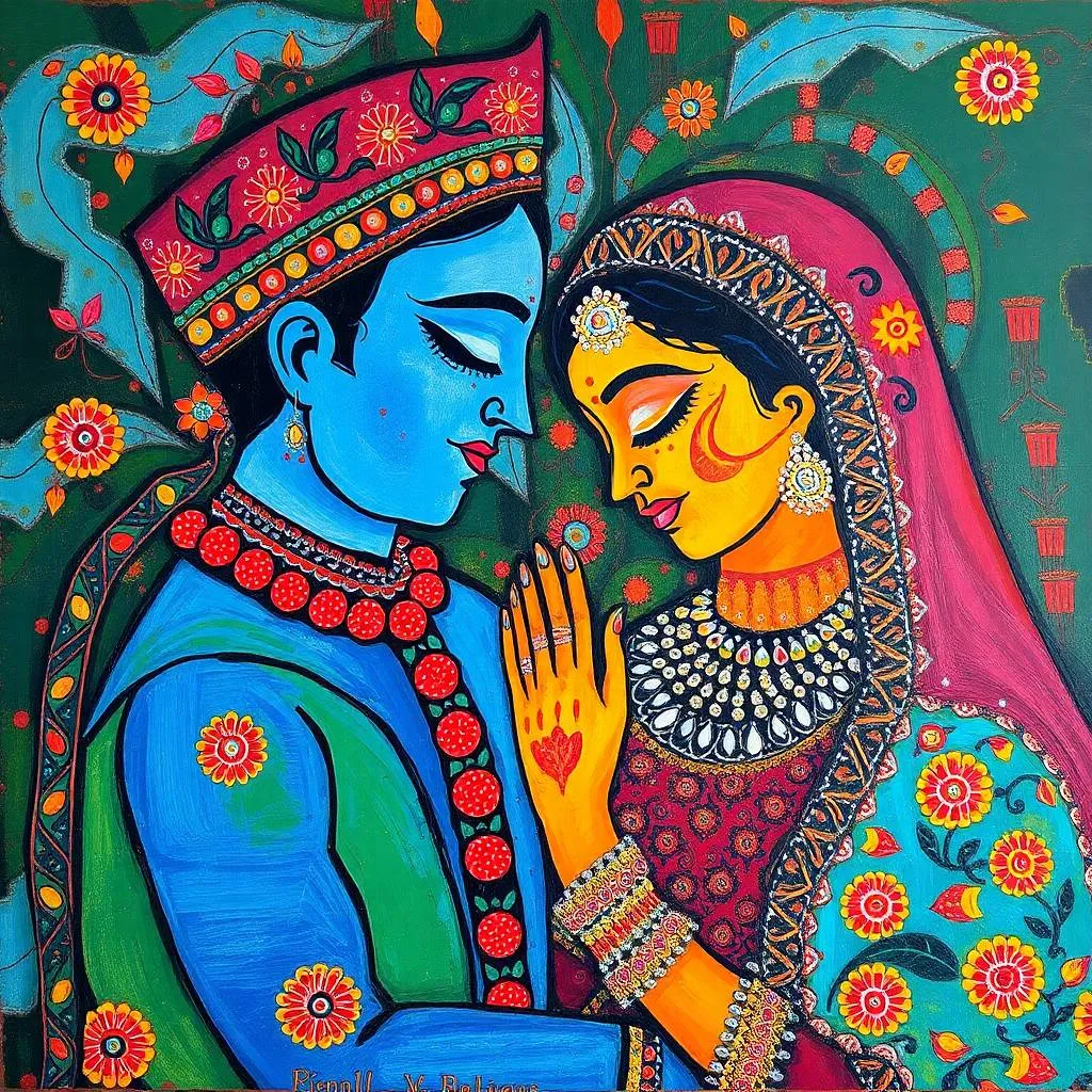 A couple in love, togetherness and separation