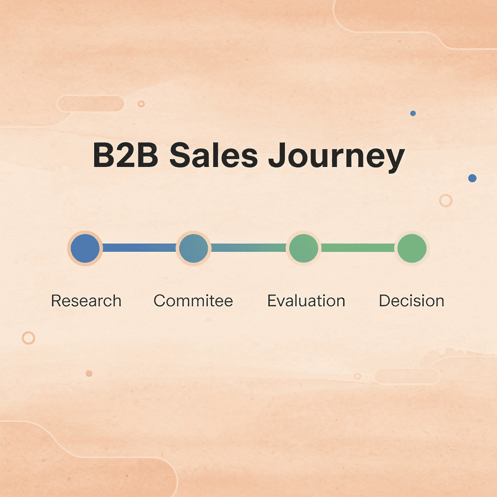  Horizontal timeline showing B2B sales journey stages