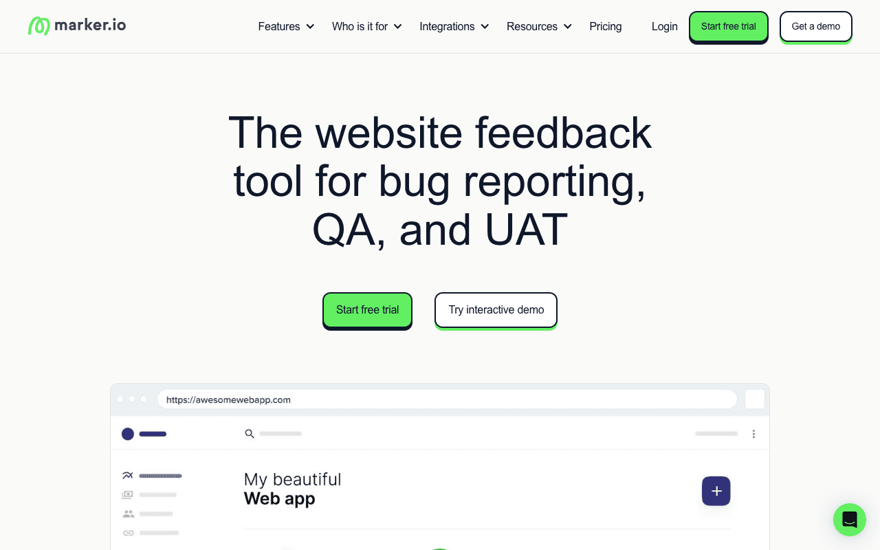 Marker.io екранна снимка