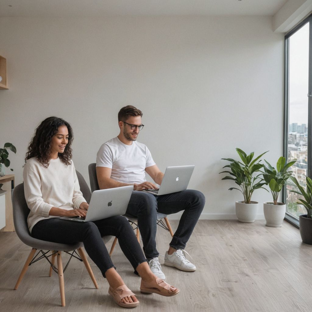 couple working on laptops