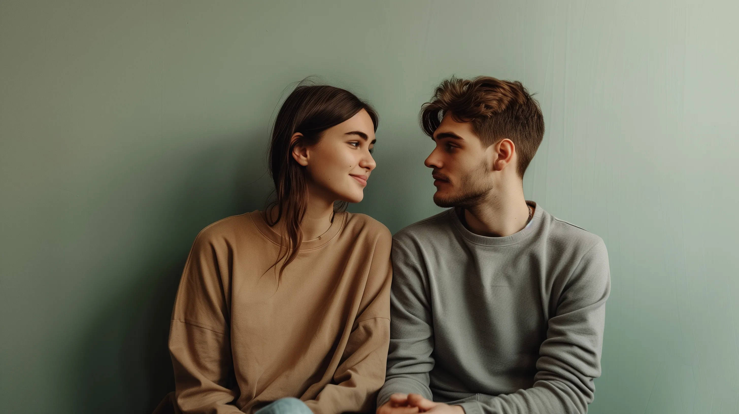 couple looking at each others eyes with hope