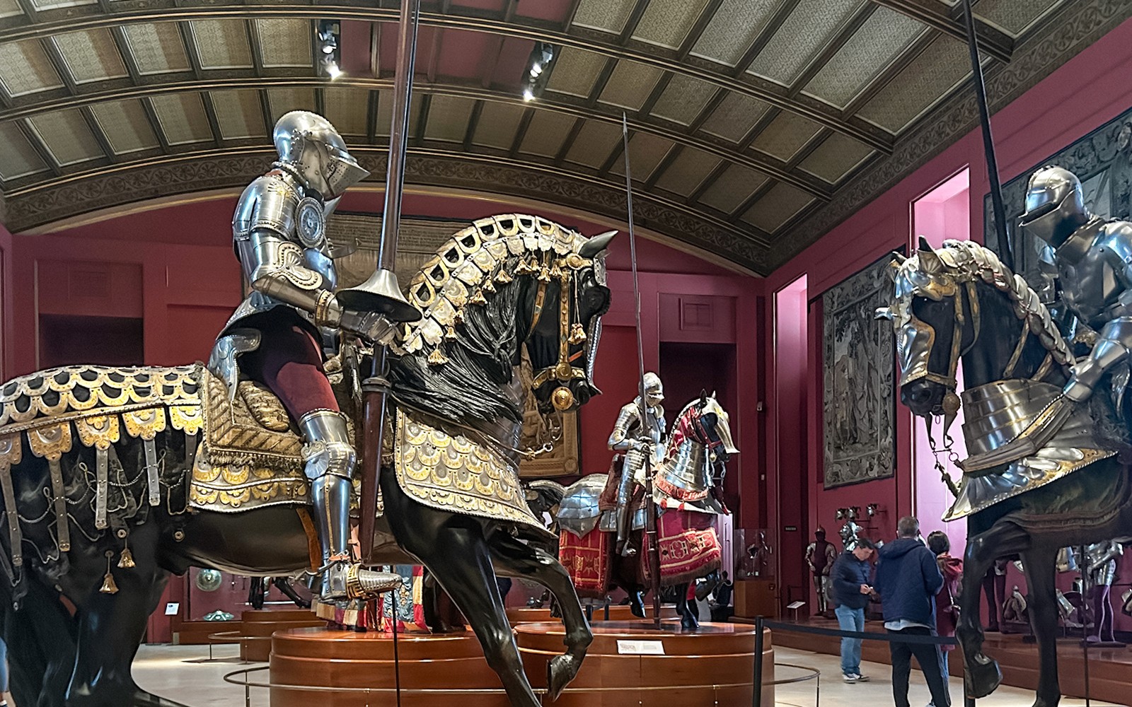 Warrior and horse armors on display at Royal Armory, Royal Palace of Madrid.