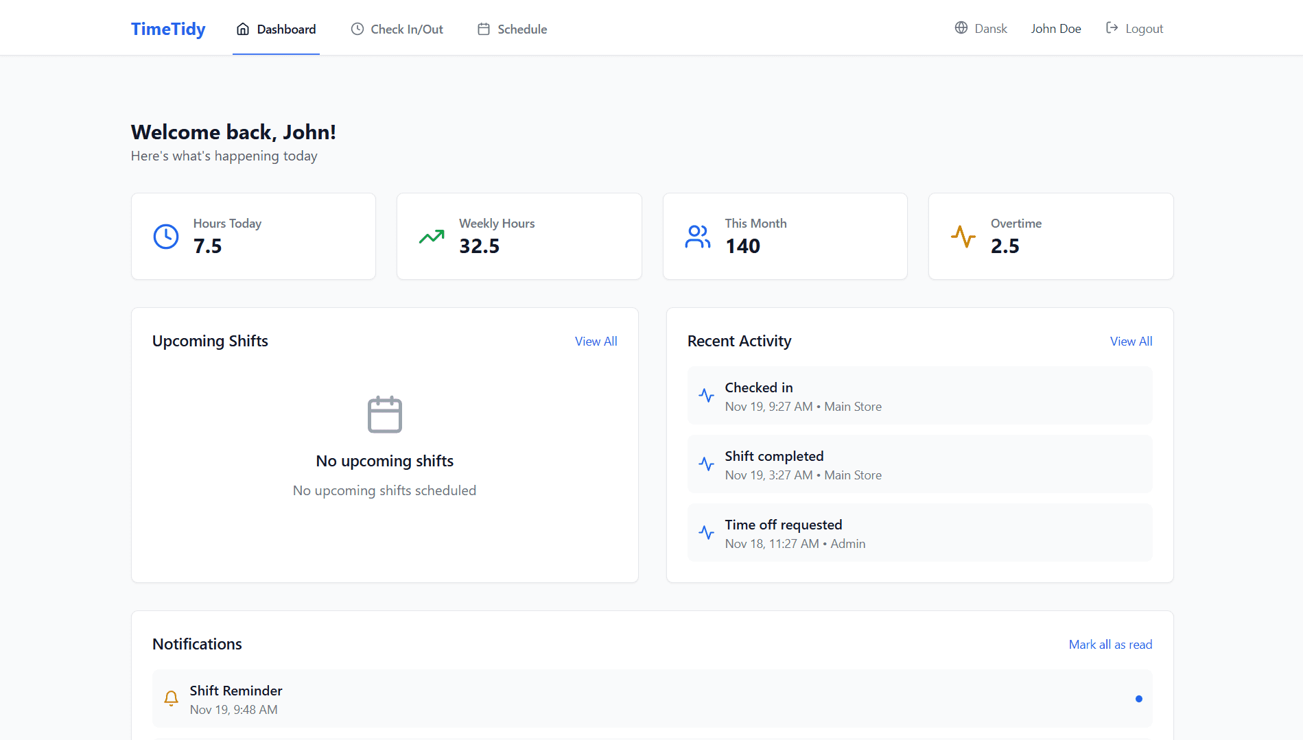 An image of Dreelio's dashboard