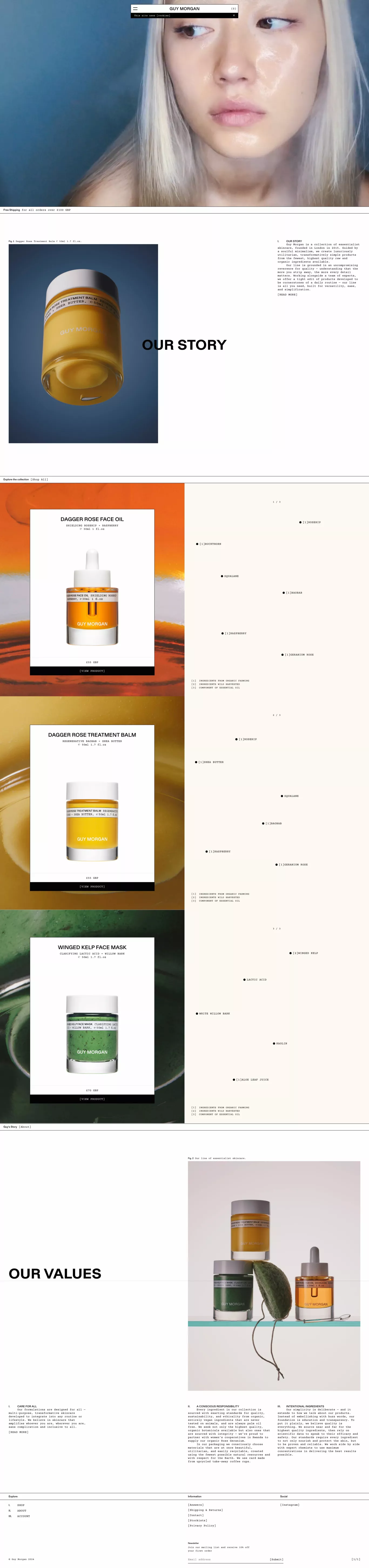 Guy Morgan ecommerce page screenshot showcasing Beauty and Ecommerce design