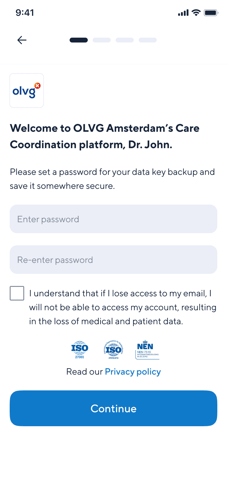 Doctolib Connect Privacy controls pin