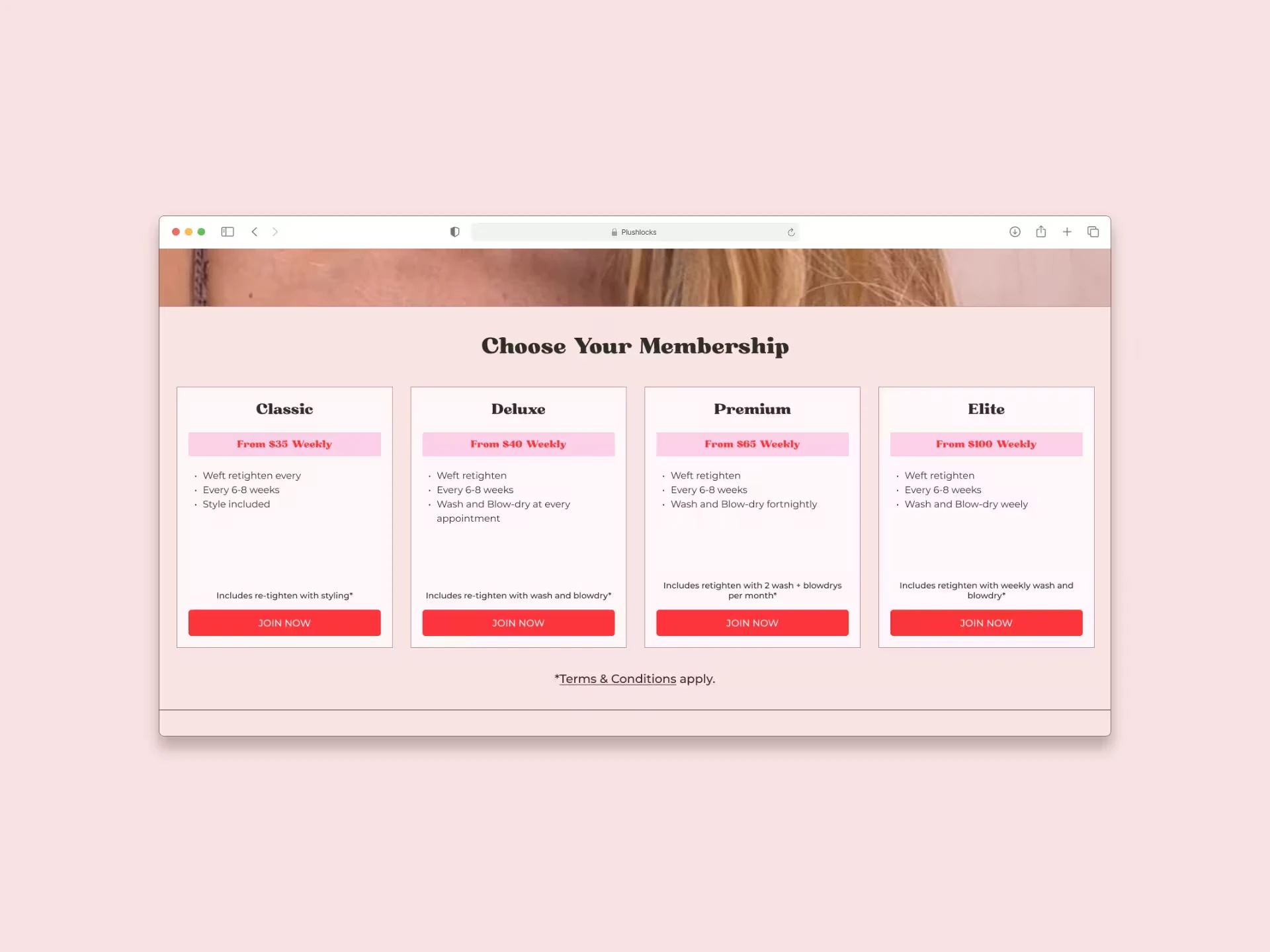 A full-page desktop UI preview of the Plushlocks website, highlighting the mega-navigation structure and bold, minimalist brand aesthetic.