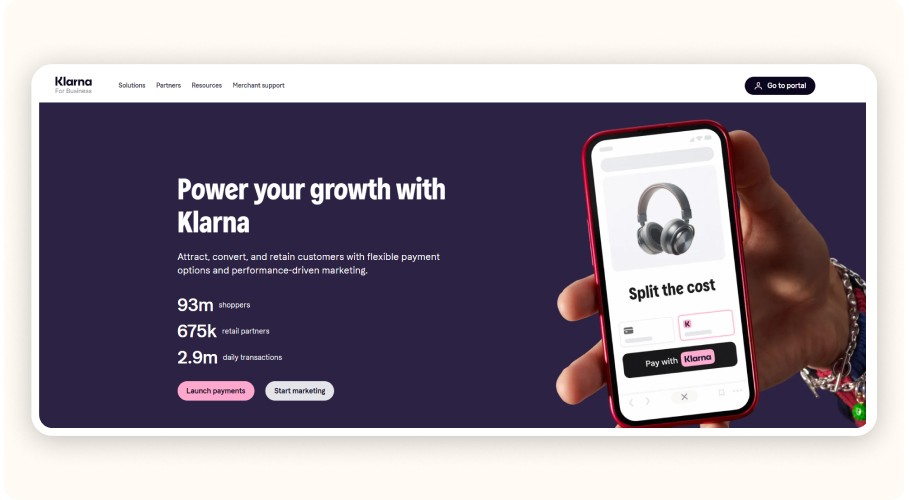 Klarna homepage