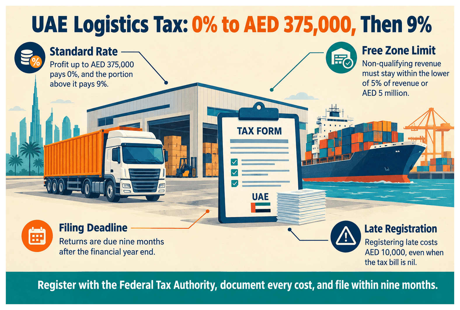 Infographic: Corporate Tax Guide for a UAE Logistics Company in 2026