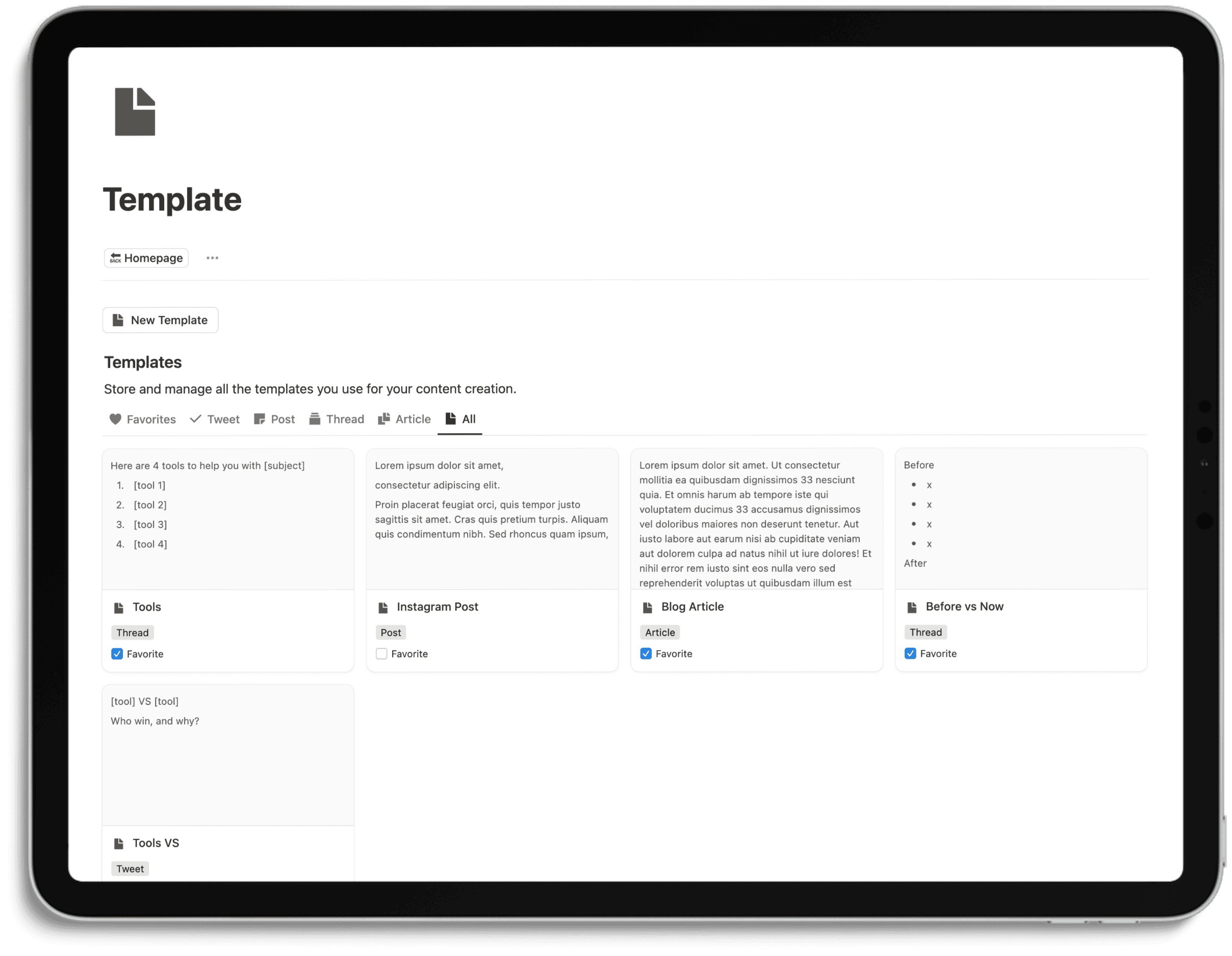 Notion Content System - Template