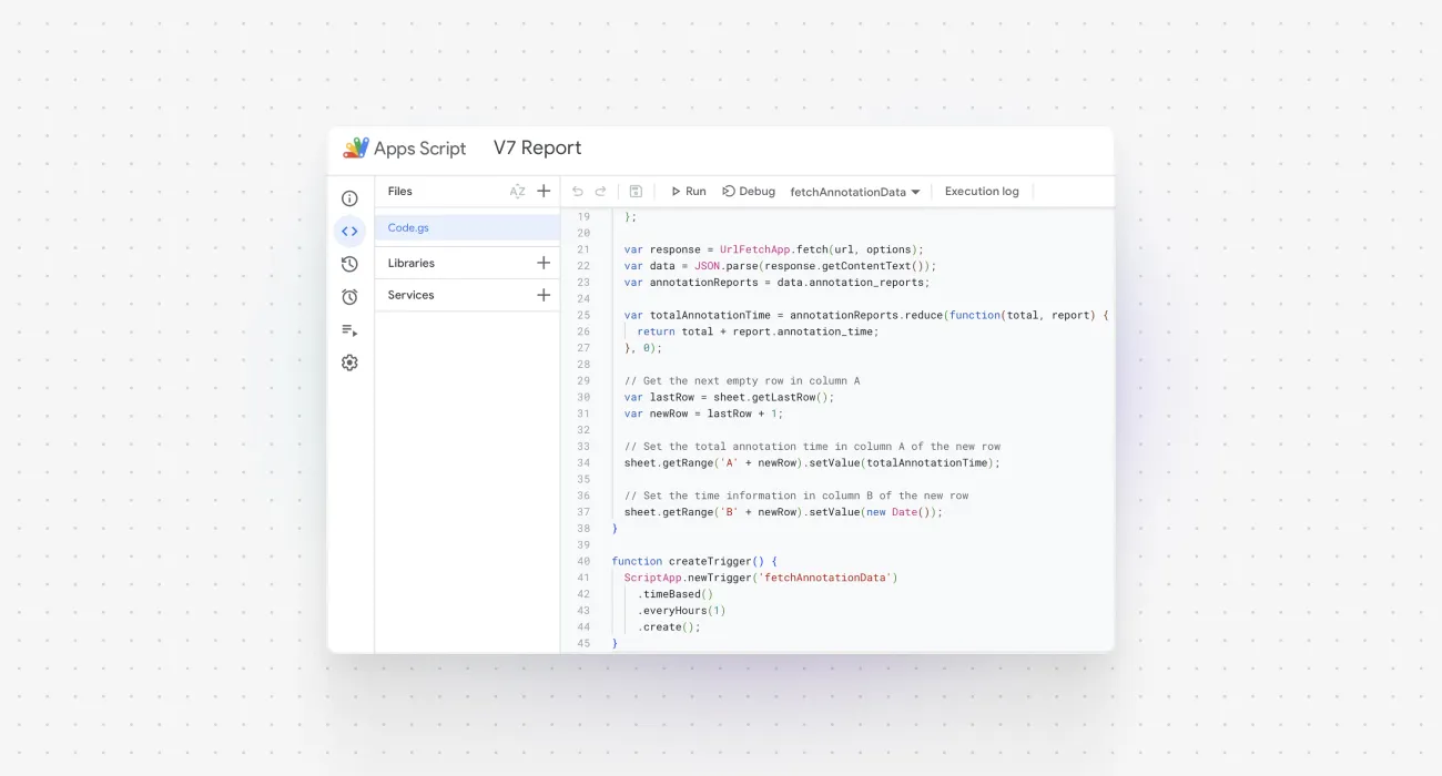 v7 reports apps script