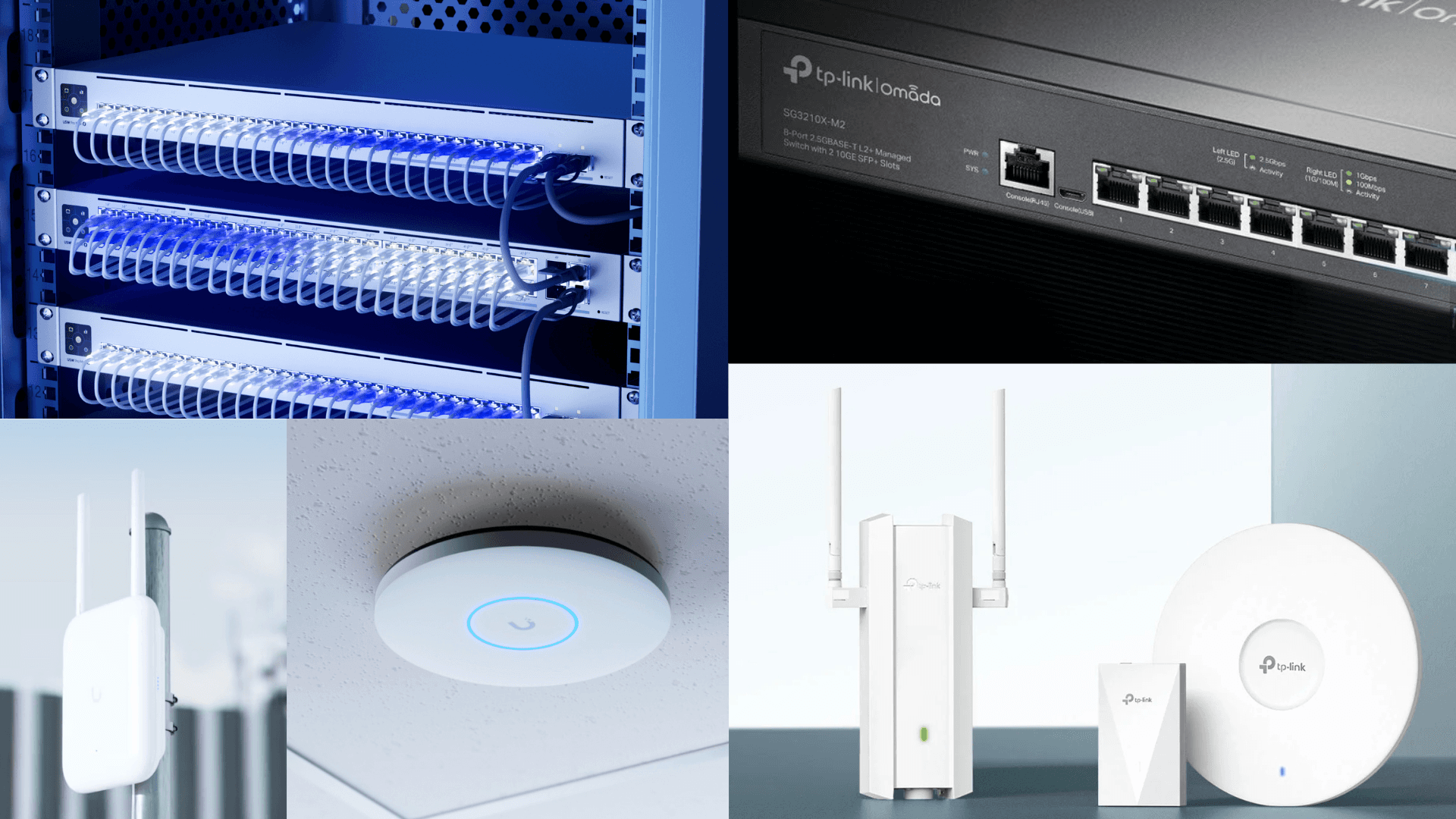 Business network equipment comparison between Ubiquiti and TP-Link Omada.