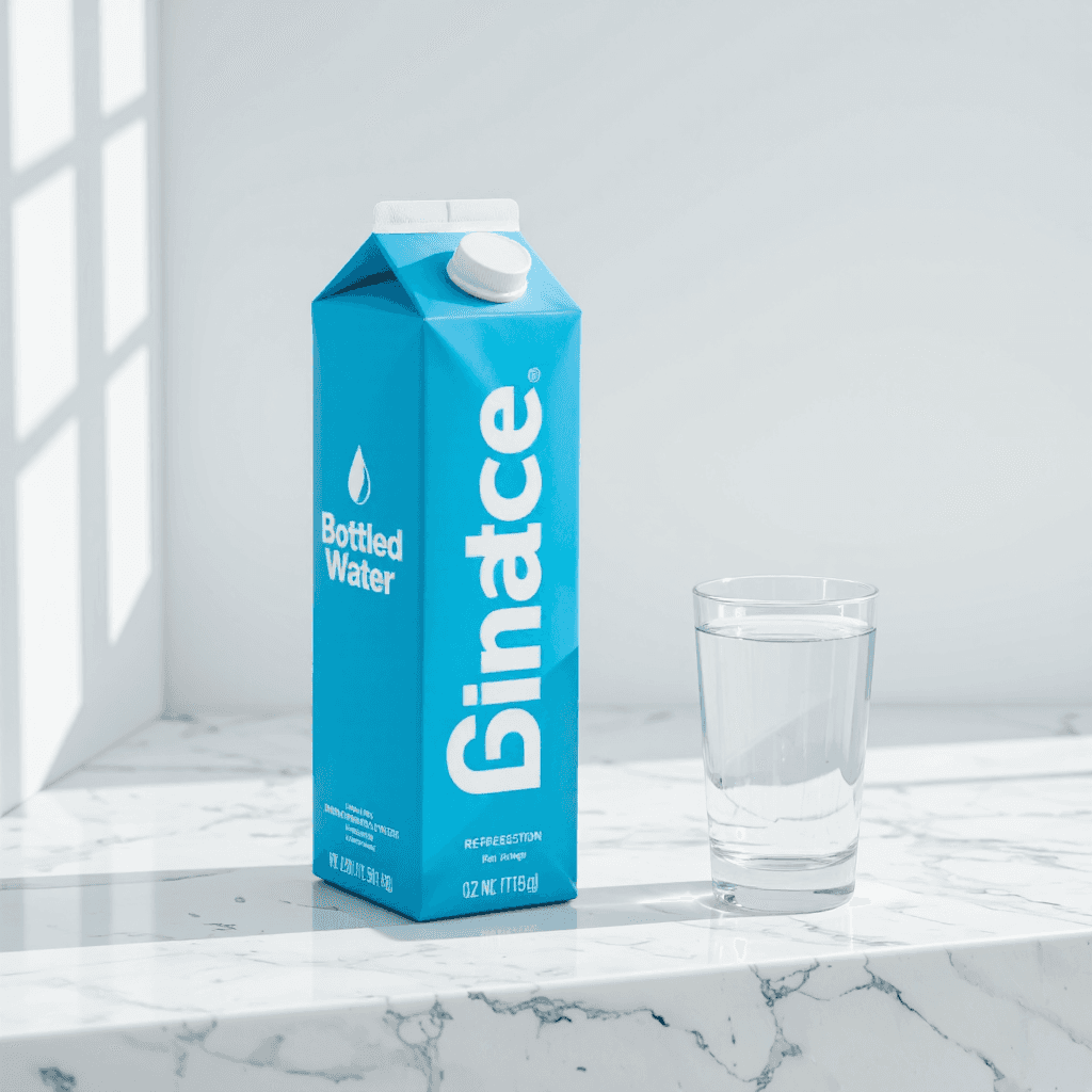 product photography of a carton of bottled water