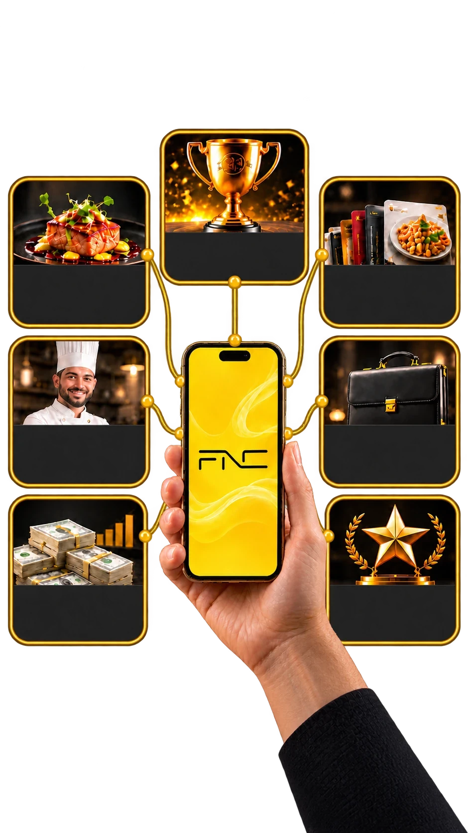 FNC phone connecting recipes, chefs, income, courses, jobs, recognition and competitions