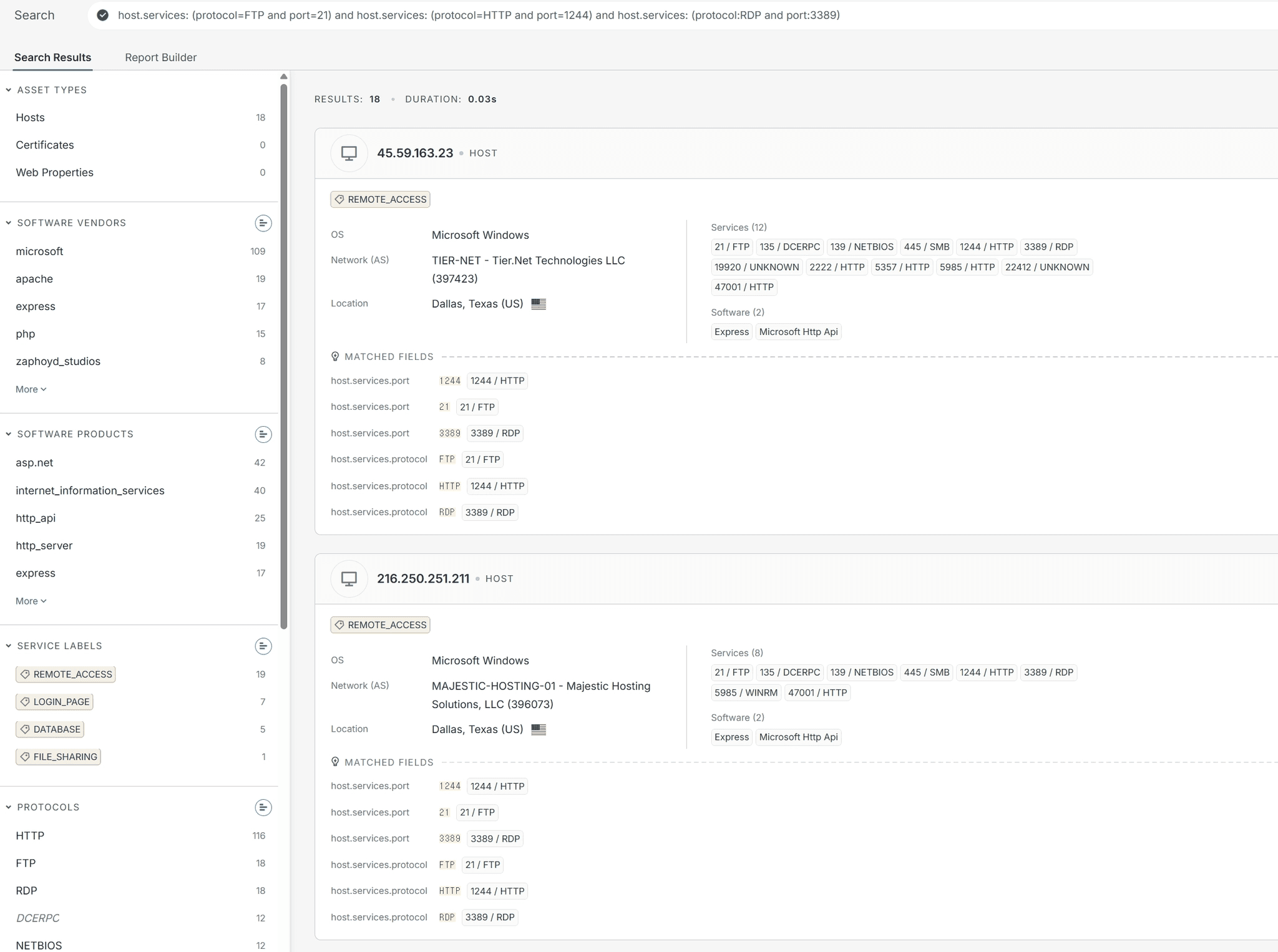 Censys search results