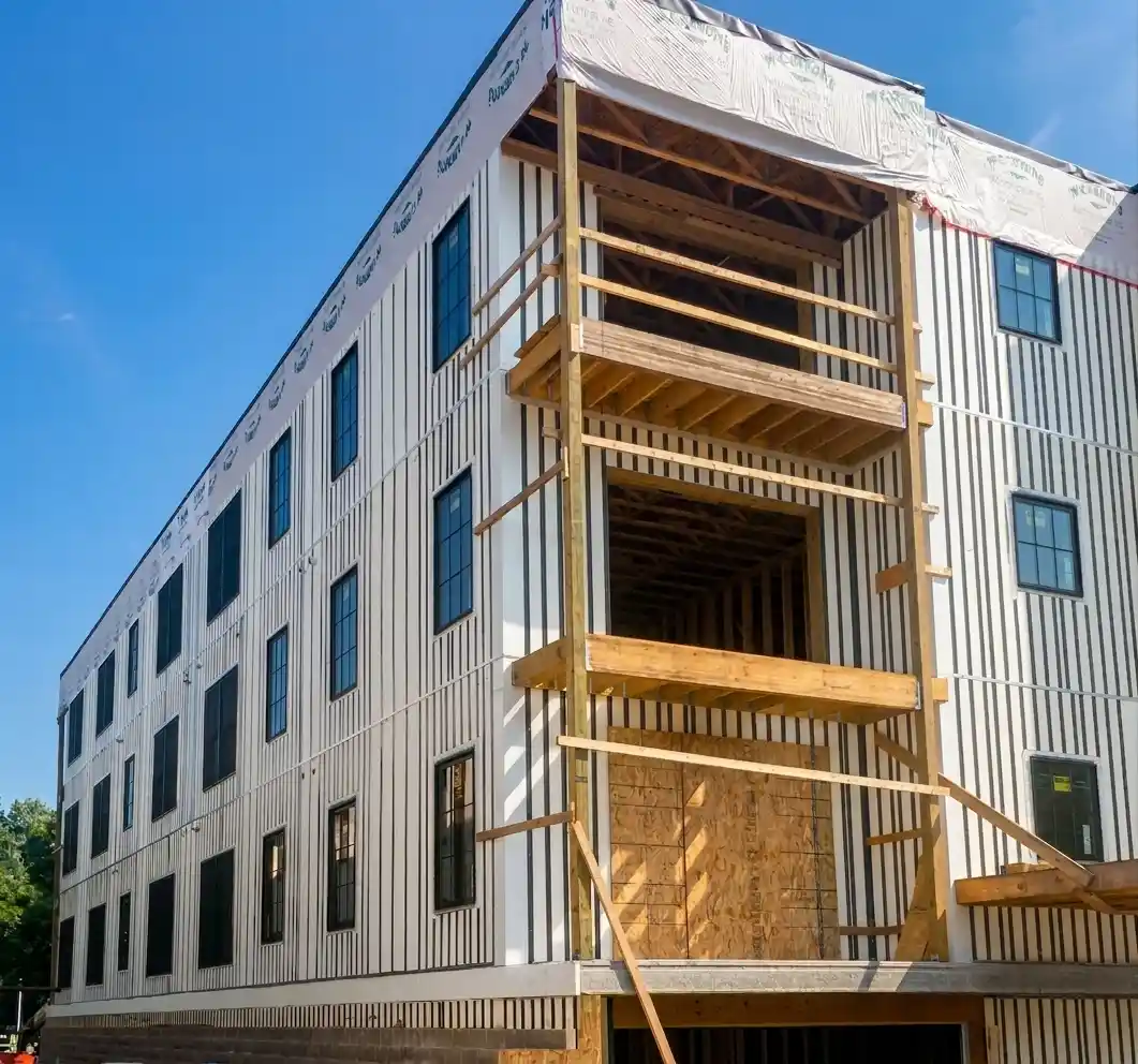 The foam icf panels of a multi-story condo
