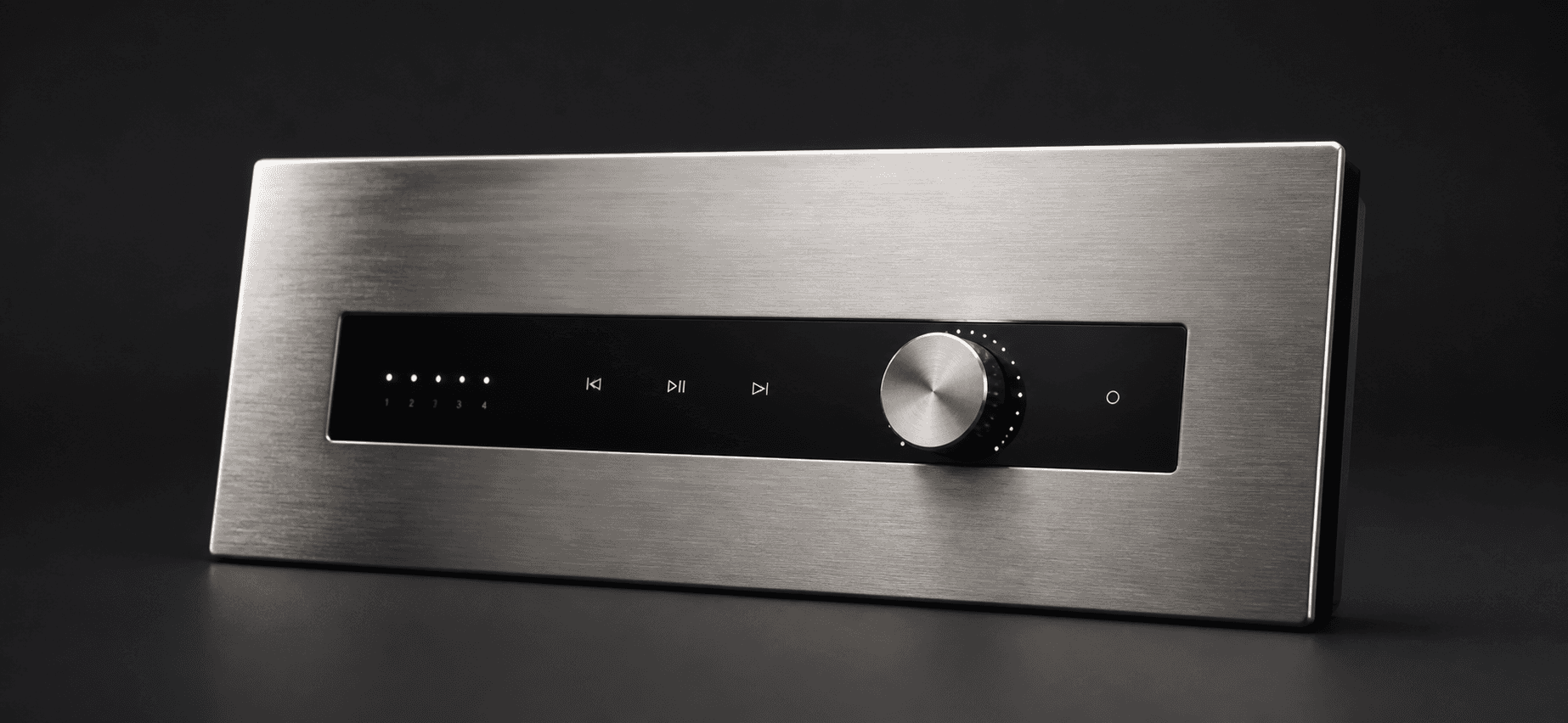 Smart audio controller with brushed metal faceplate