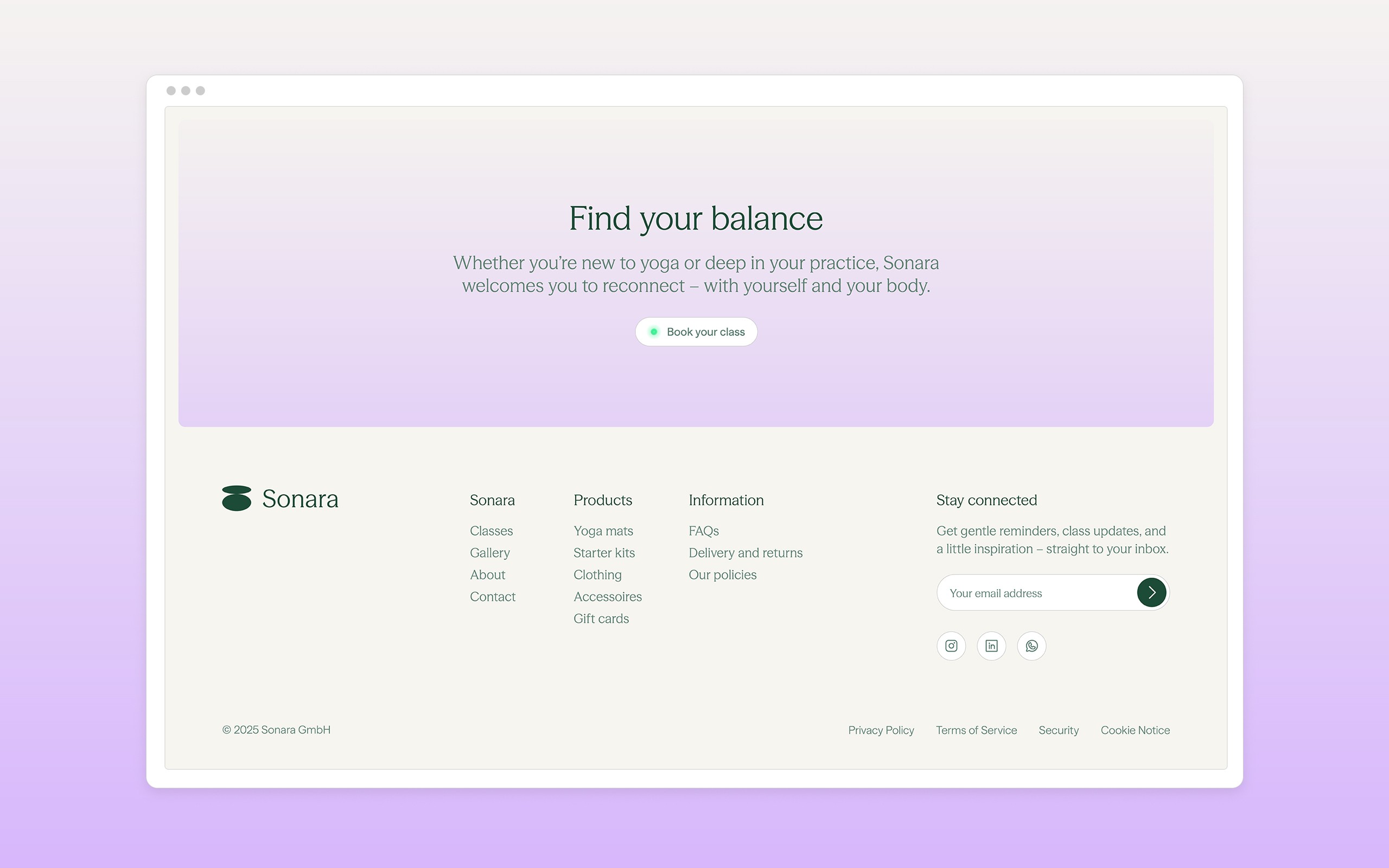 Sonara yoga studio website