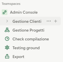 Teamspace admin console dalla sidebar