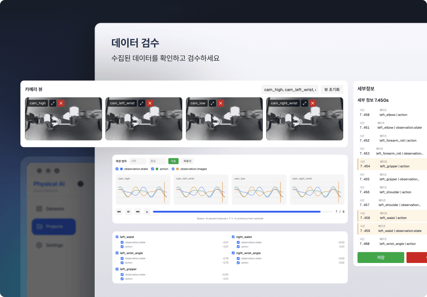 데이터 분석, 경고 알림, 코드 입력, 시스템 설정 등 다양한 기능을 상징하는 아이콘 UI들이 분산된 구조로 배치된 이미지
