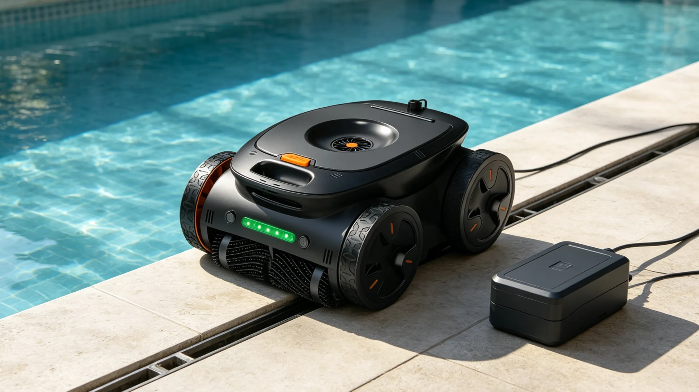 Robotic pool cleaner with flexible power options for extended pool cleaning