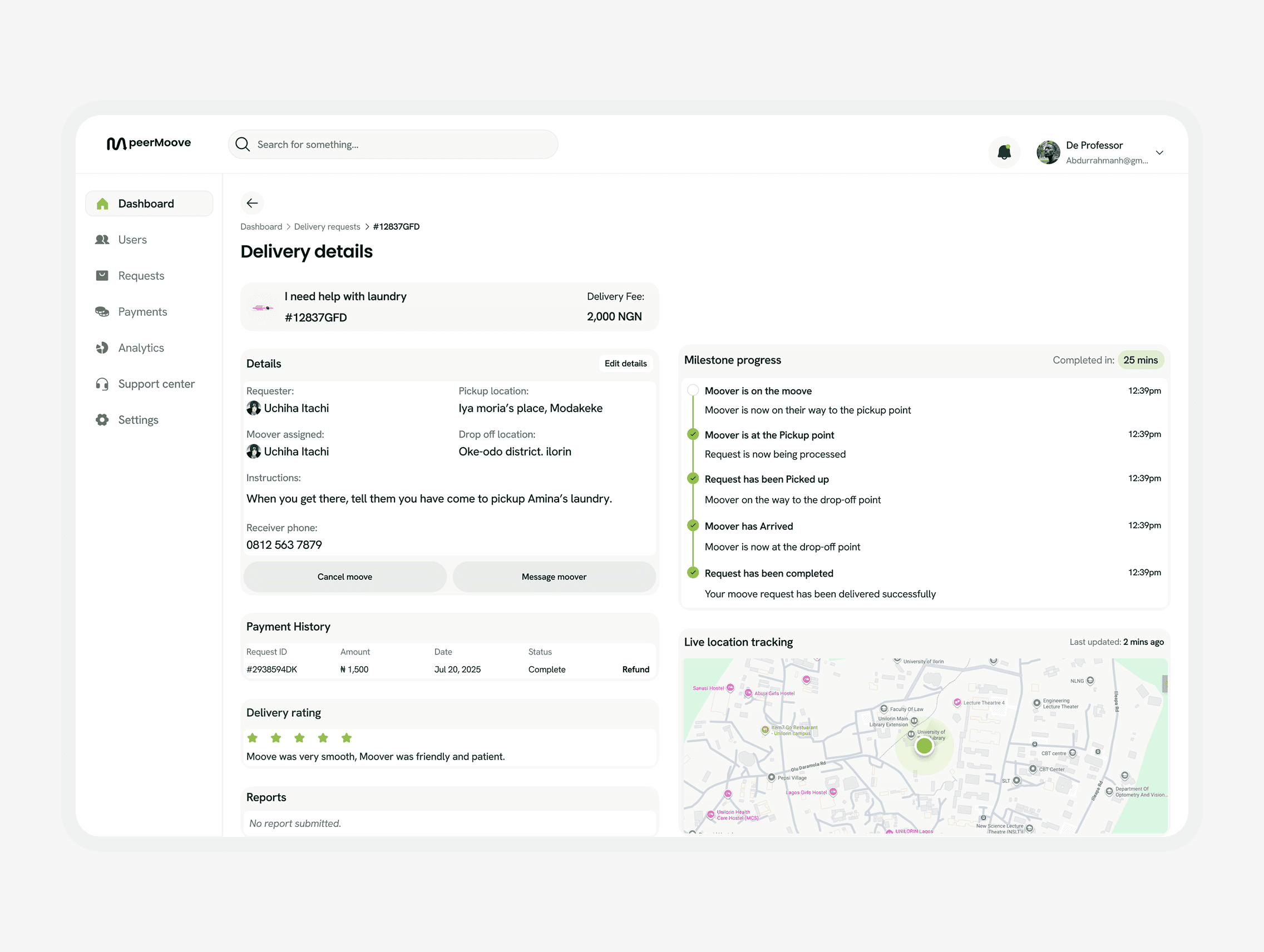  Snapshot of admin screens