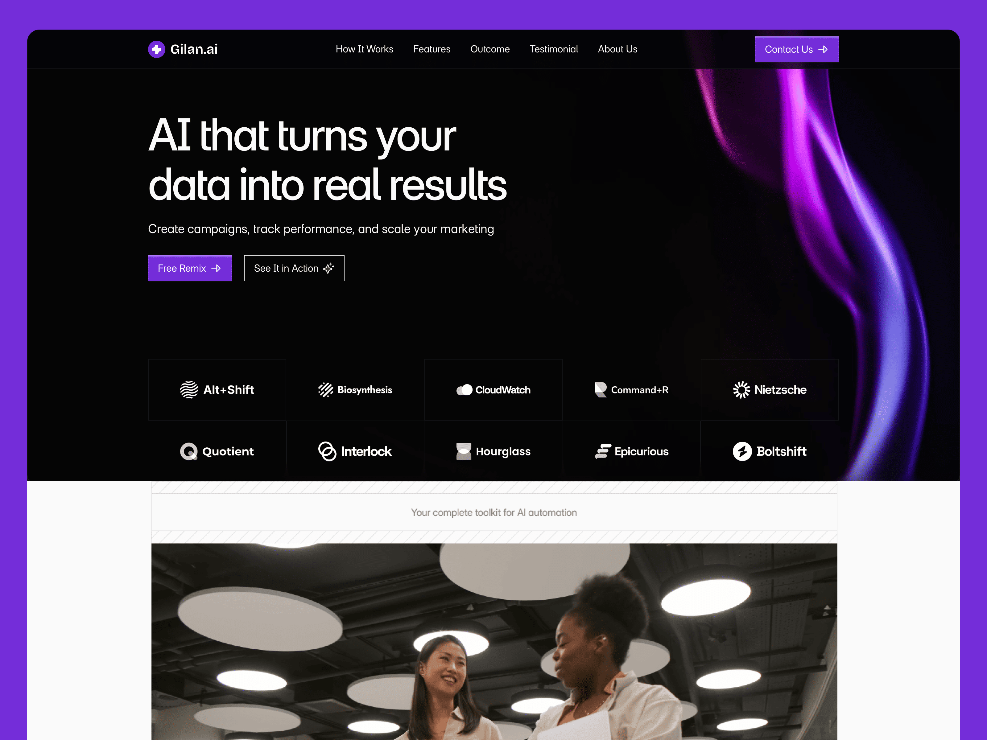 Giga free SaaS Framer template for AI tools and modern tech startups