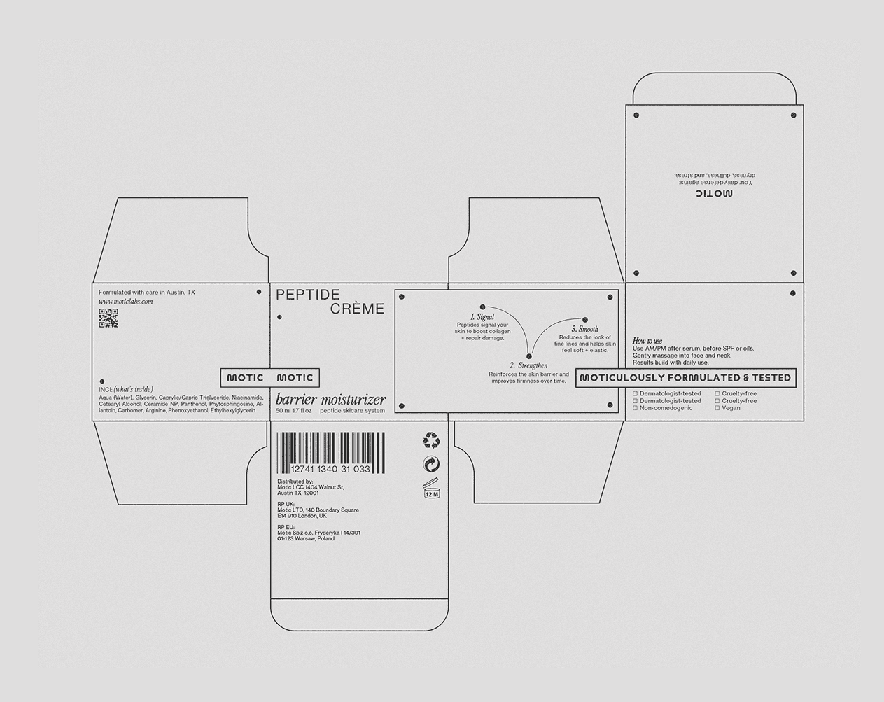 Modern red brick apartment or office building viewed from below against a blue sky, showcasing its geometric architecture with evenly spaced windows and balconies.