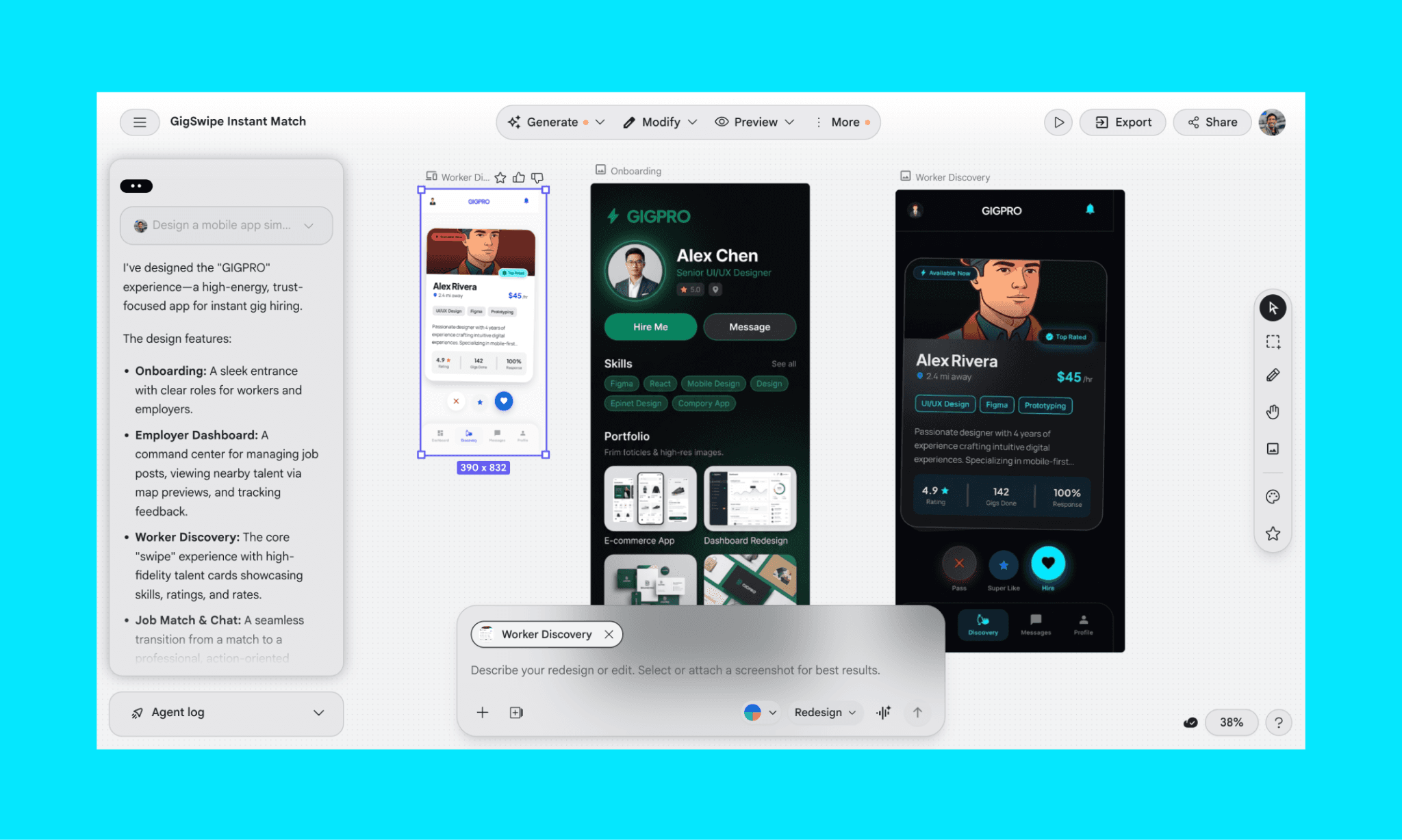 A single-screen UI regeneration or edit in Google Stitch costed 3 daily credits but no regeneration credits.
