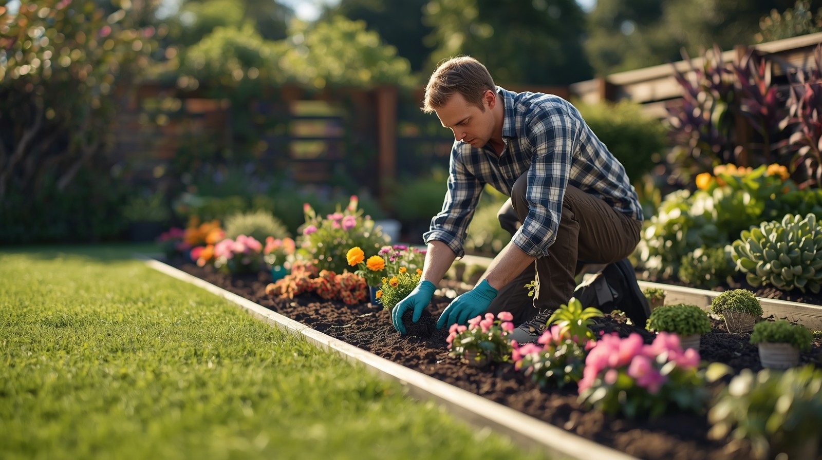 gardener planting flowers