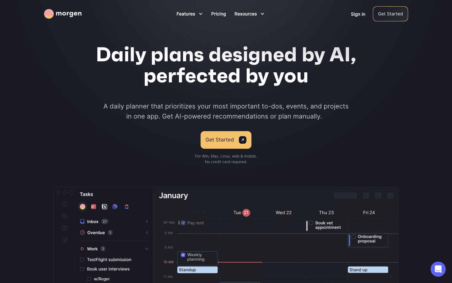 Morgen website screenshot