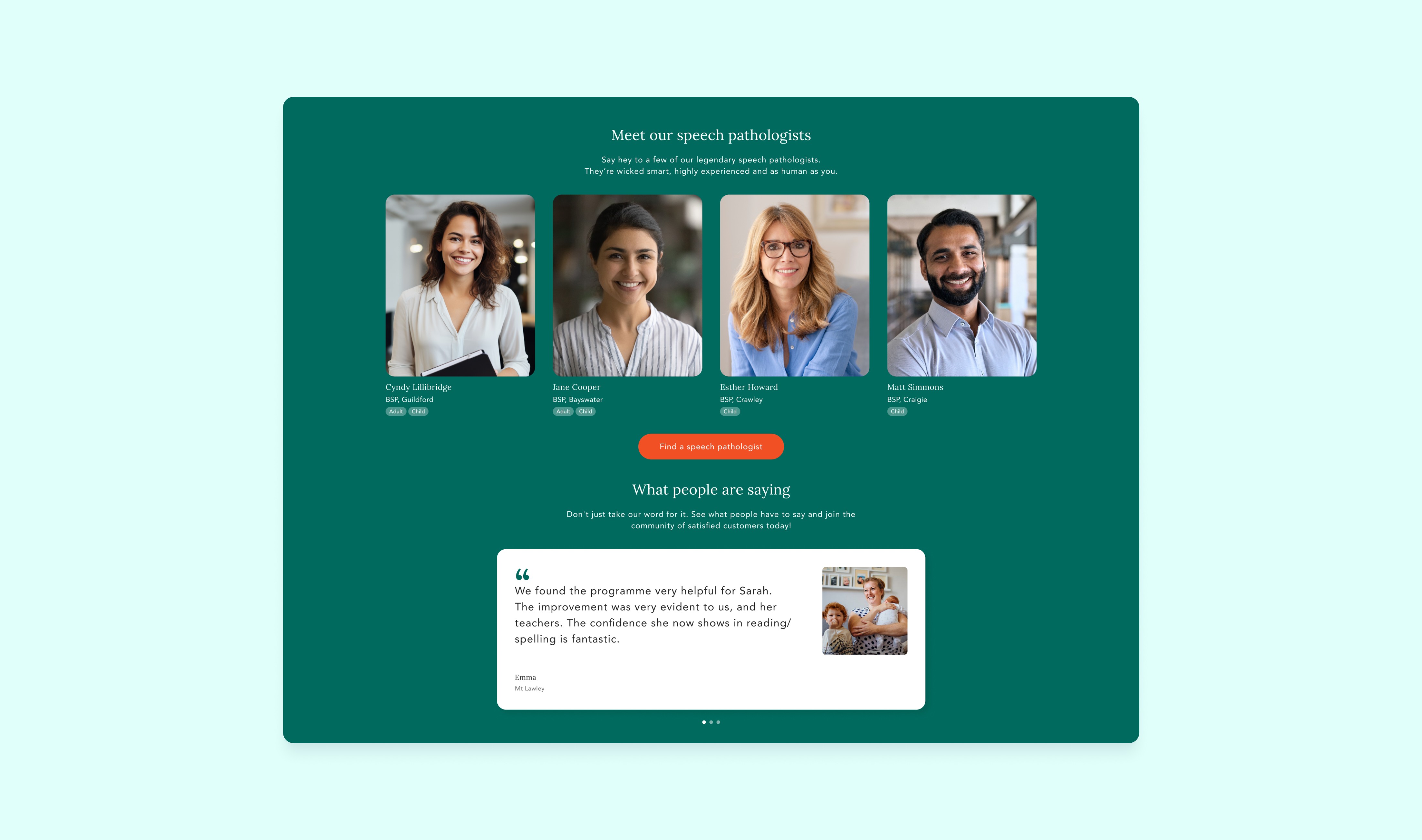 Landing Page Design | Private Speech Pathologists Association of WA