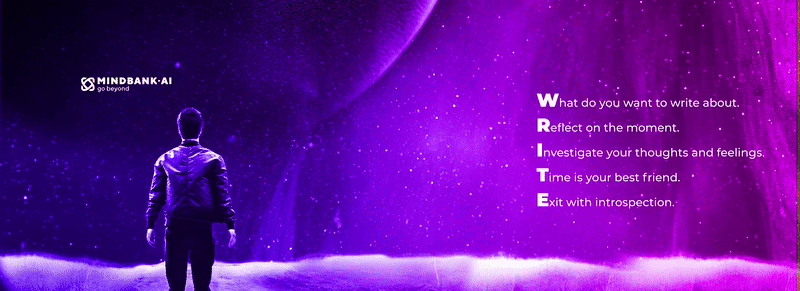 Cosmic background with WRITE acronym illustrating a reflective decision-making framework